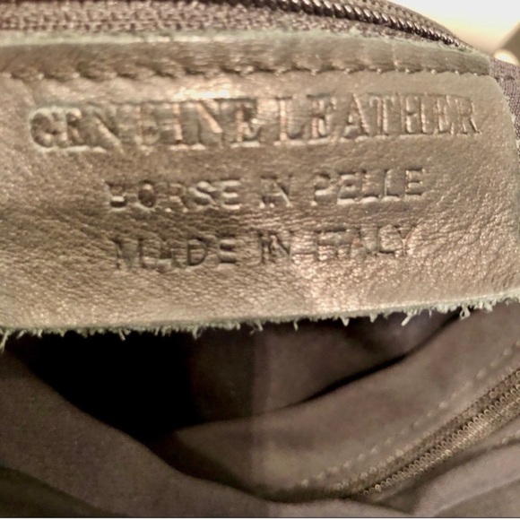 Gray Slouchy Leather Shoulder Bag with Silver Hardware by Borse In Pelle - Picture 5 of 6